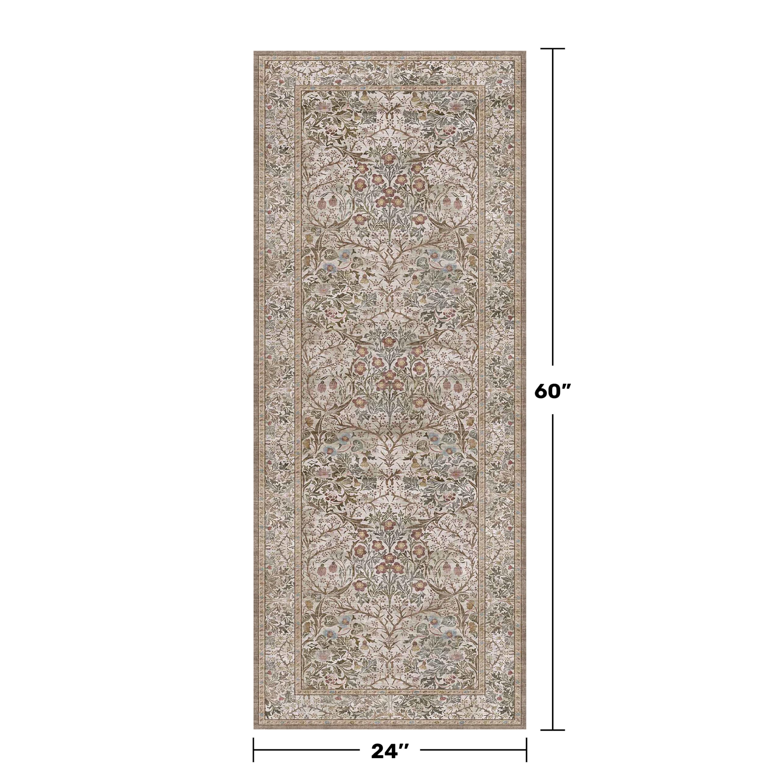 Hazo Haus vintage botanical design rug adds elegant flair to bathroom or kitchen