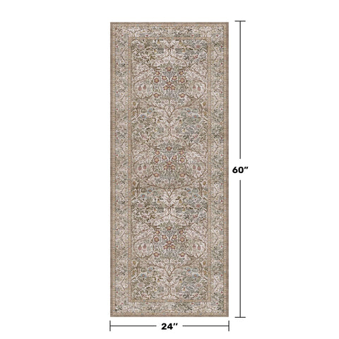 Hazo Haus vintage botanical design rug adds elegant flair to bathroom or kitchen