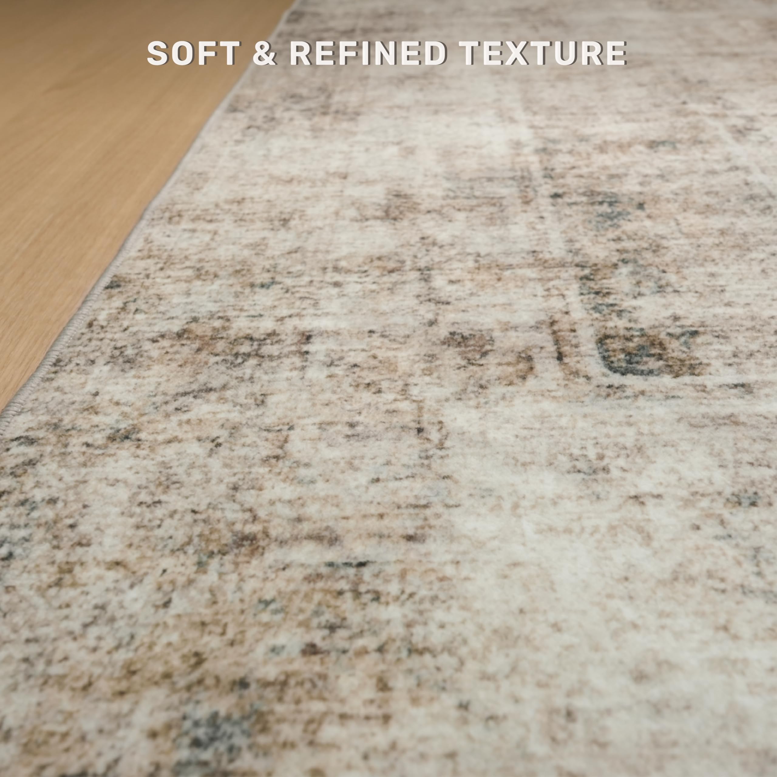 Hazo Haus non-slip backing keeps the rug securely in place on wood floors.
