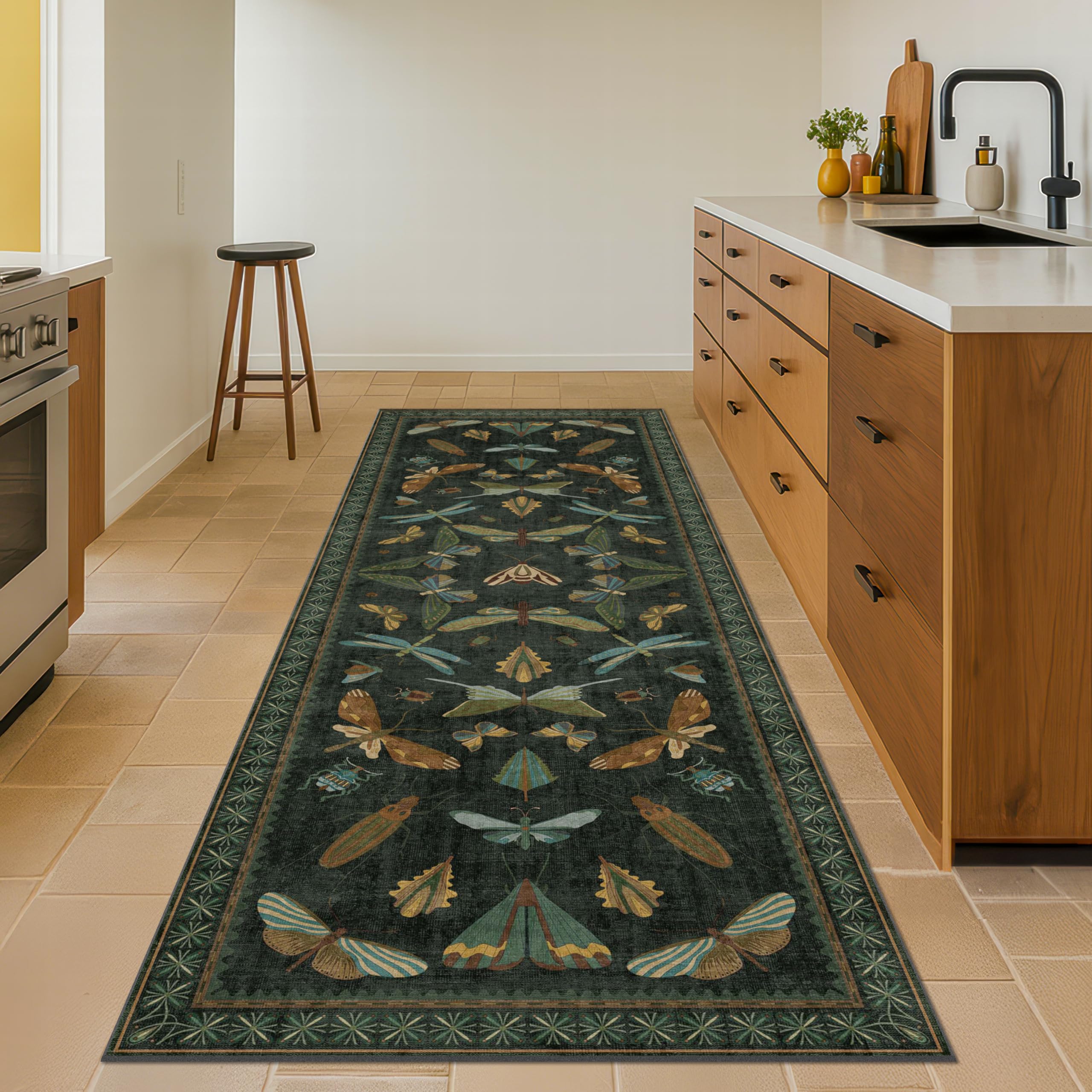 Hazo Haus dark green runner with non-slip backing for secure floors