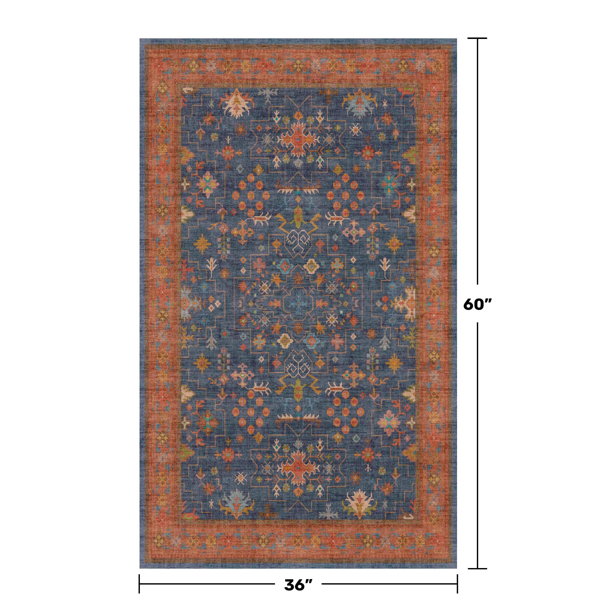 Hazo Haus non-slip rubber backing keeps entryway rug in place on smooth floors.