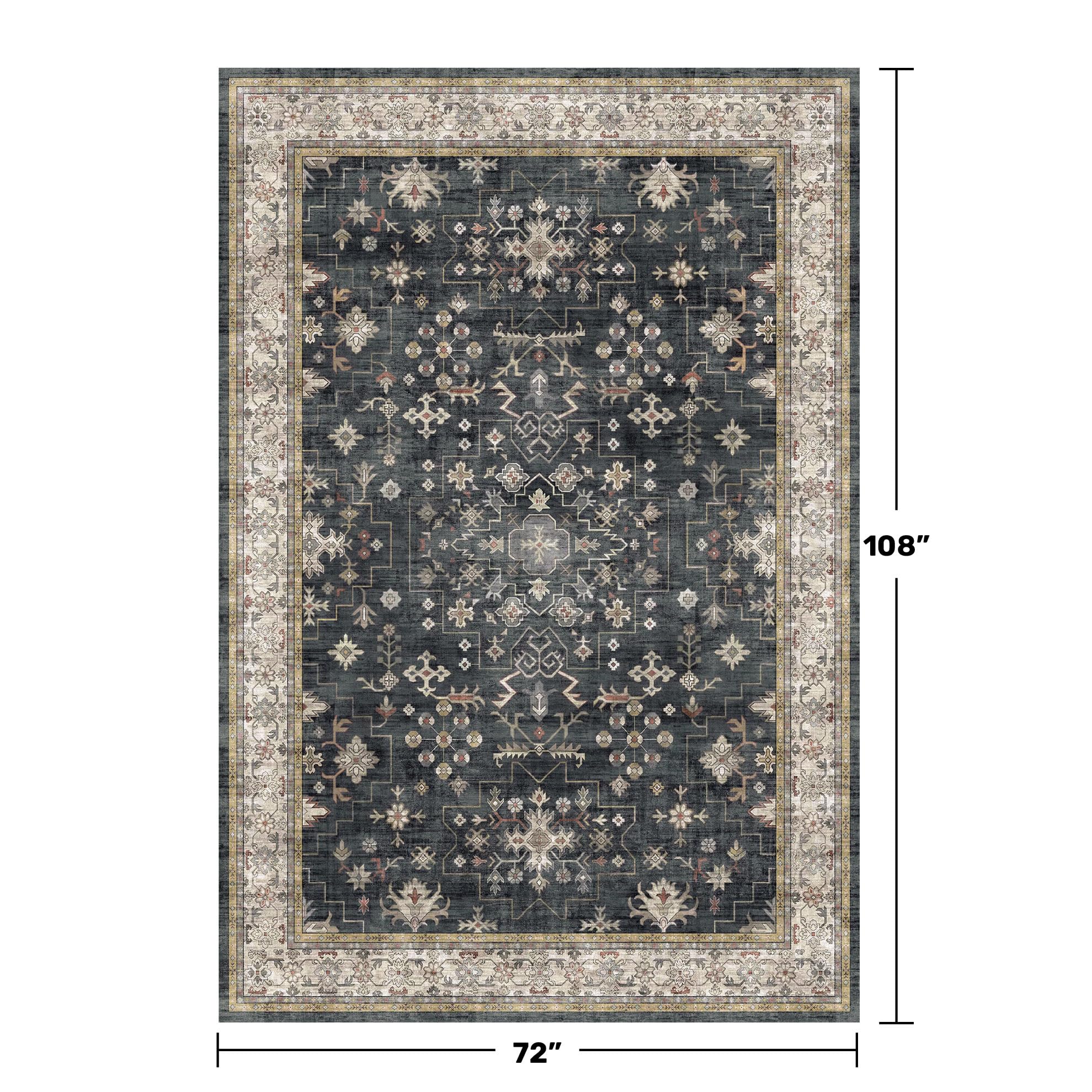 Hazo Haus rug with non-slip backing stays put on hardwood floors.