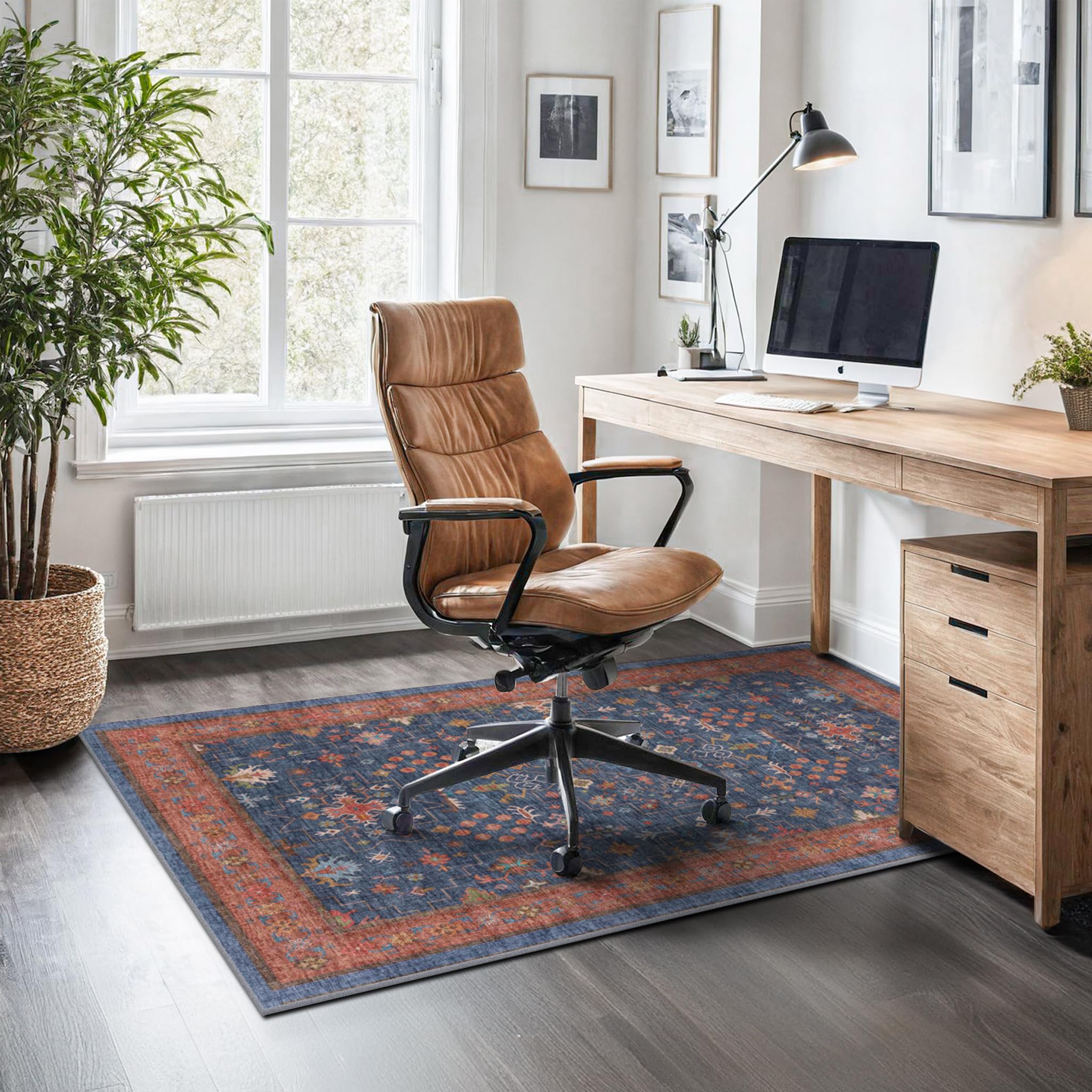 Hazo Haus office chair mat rug protects floors while you work.
