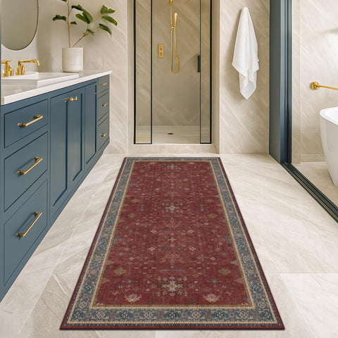 Hazo Haus oriental dark red rug with medallion motifs for refined spaces.