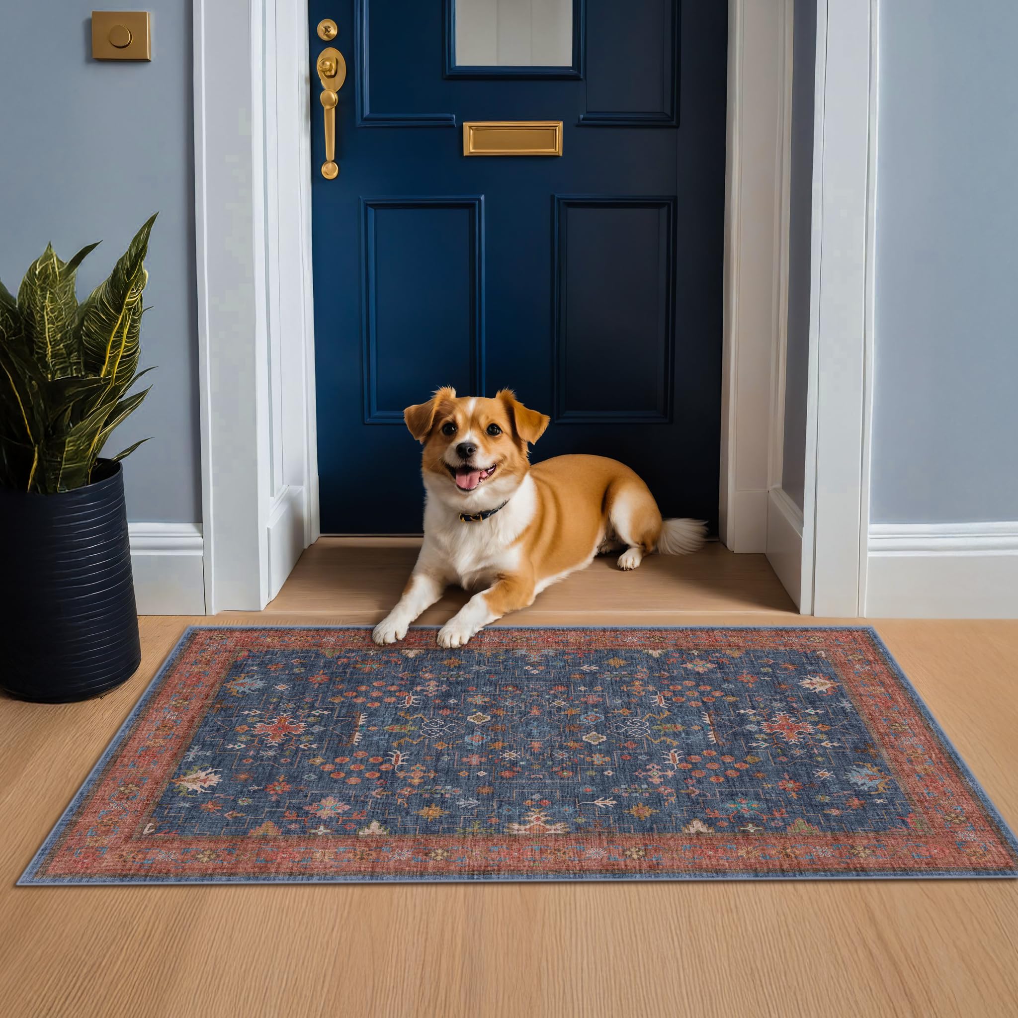 Hazo Haus pet-friendly rug resists fur and stains for households with pets.