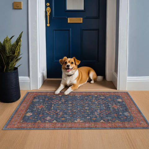 Hazo Haus pet-friendly rug resists fur and stains for households with pets.