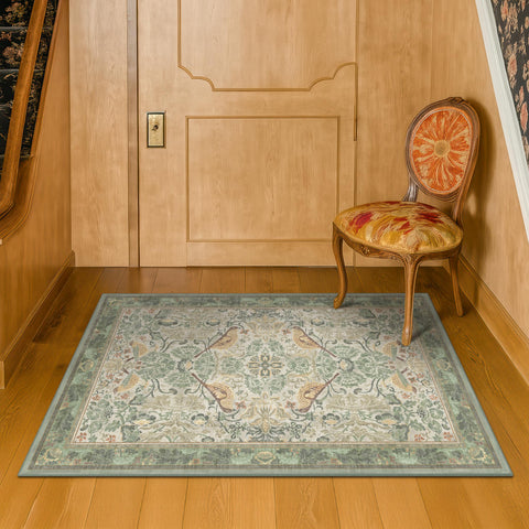 Hazo Haus Sage Green Boho Rug 5x7 decorative door-mat style for entryways.
