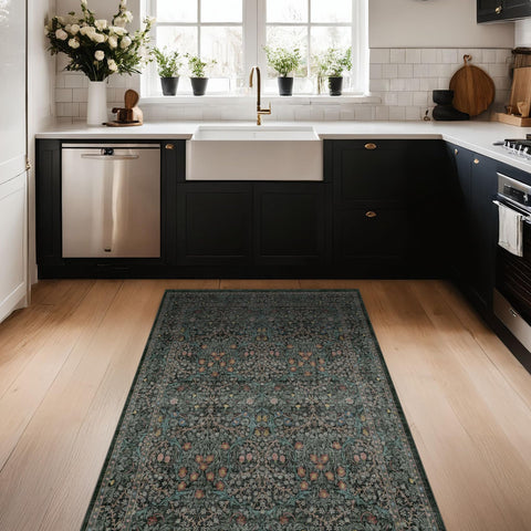 Hazo Haus non-slip backing keeps the rug secure on hard floors.