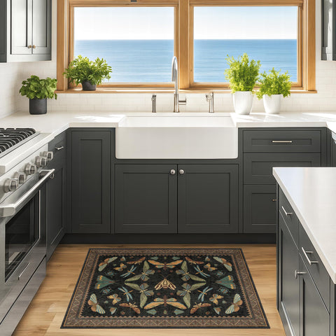 Hazo Haus entryway rug showing non-slip backing for secure footing.