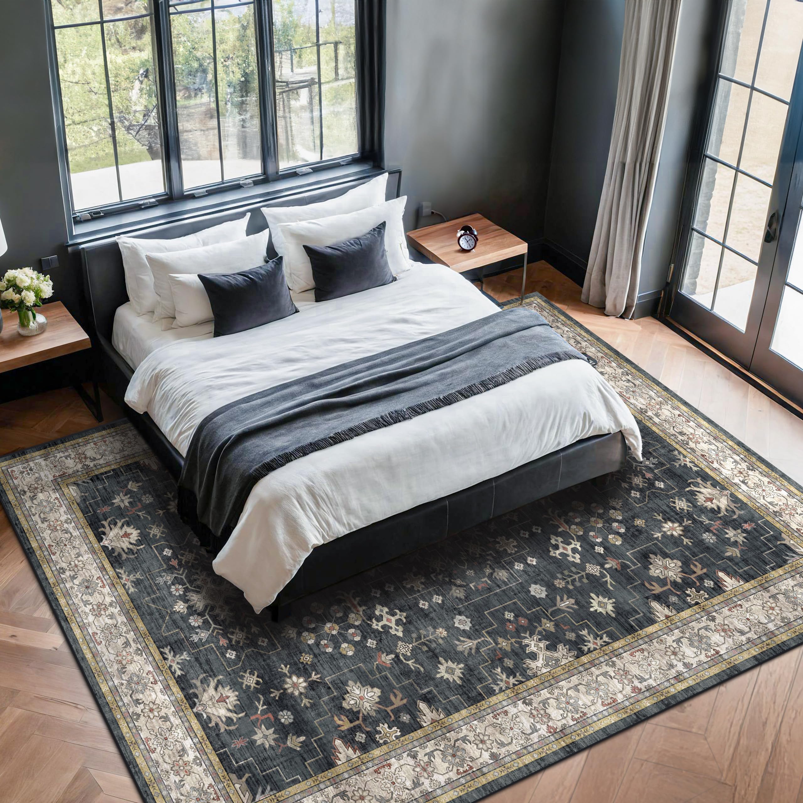 Hazo Haus kid-friendly pet-friendly rug resists messes in busy homes.
