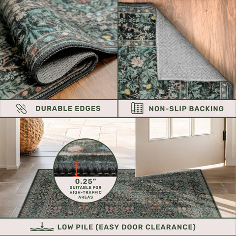 Hazo Haus under-kitchen-table rug 8x10 adds color and practicality to busy kitchens.