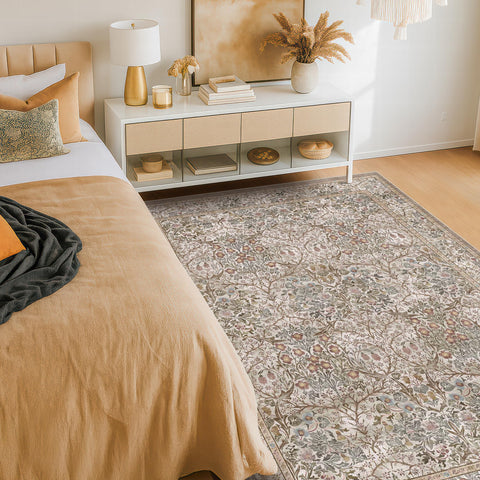 Hazo Haus Velvety Texture Floral Rug for soft underfoot comfort and style.