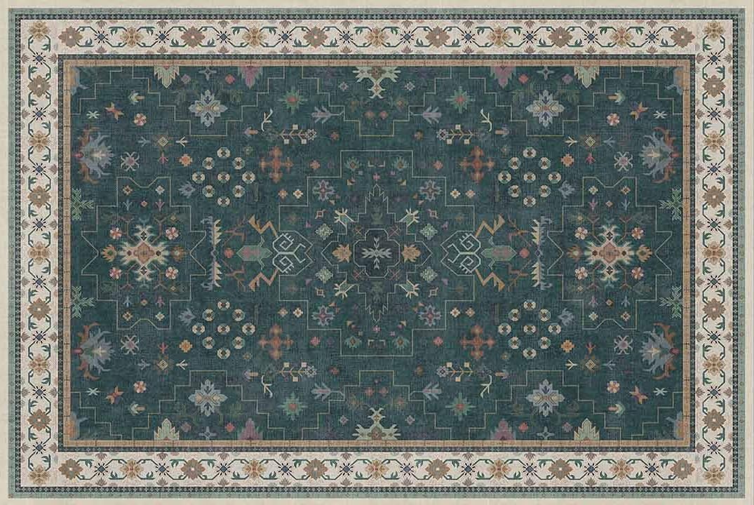 Hazo Haus vintage boho floral pattern on 2x3 mat complements modern interiors.