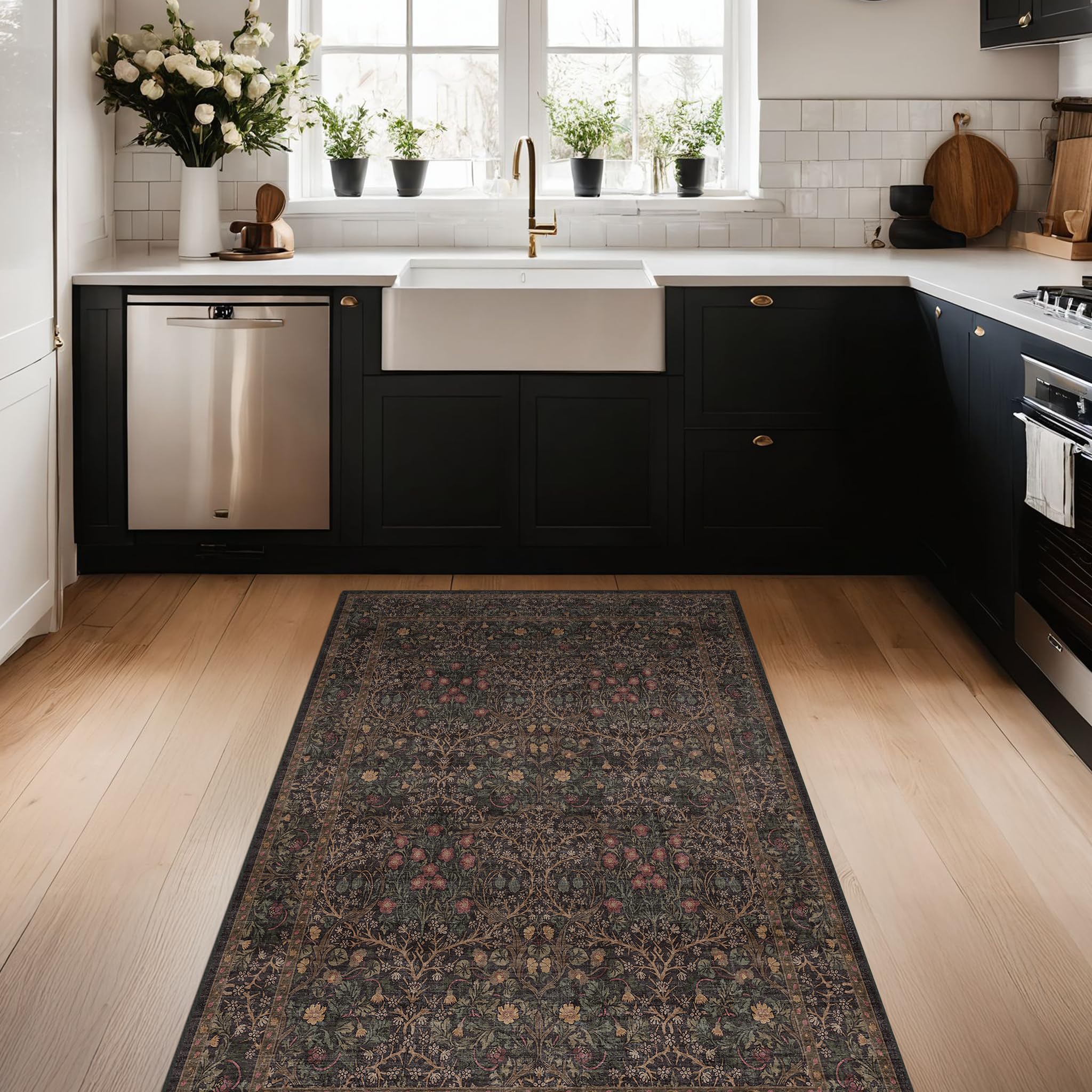 Hazo Haus vintage botanical pattern rug for timeless charm in daily spaces
