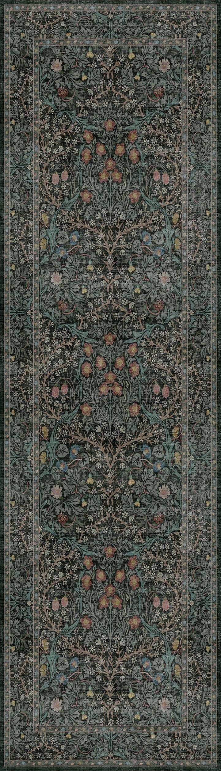 Close-up of Hazo Haus vintage floral pattern with intricate botanical details.