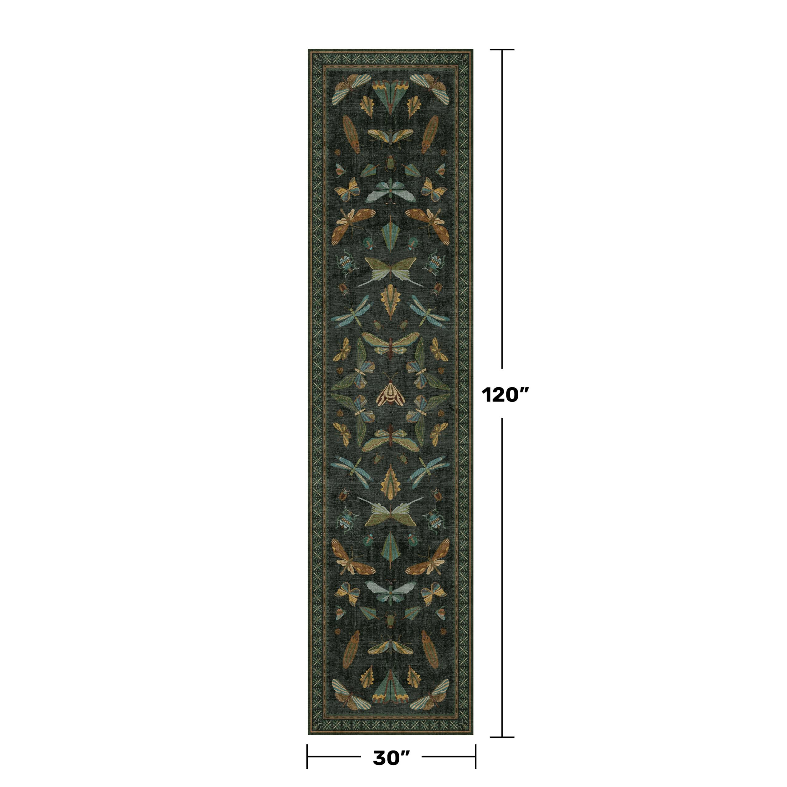 Hazo Haus distressed floral runner pattern with insects, adds vintage charm to entryways