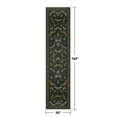 Hazo Haus distressed floral runner pattern with insects, adds vintage charm to entryways