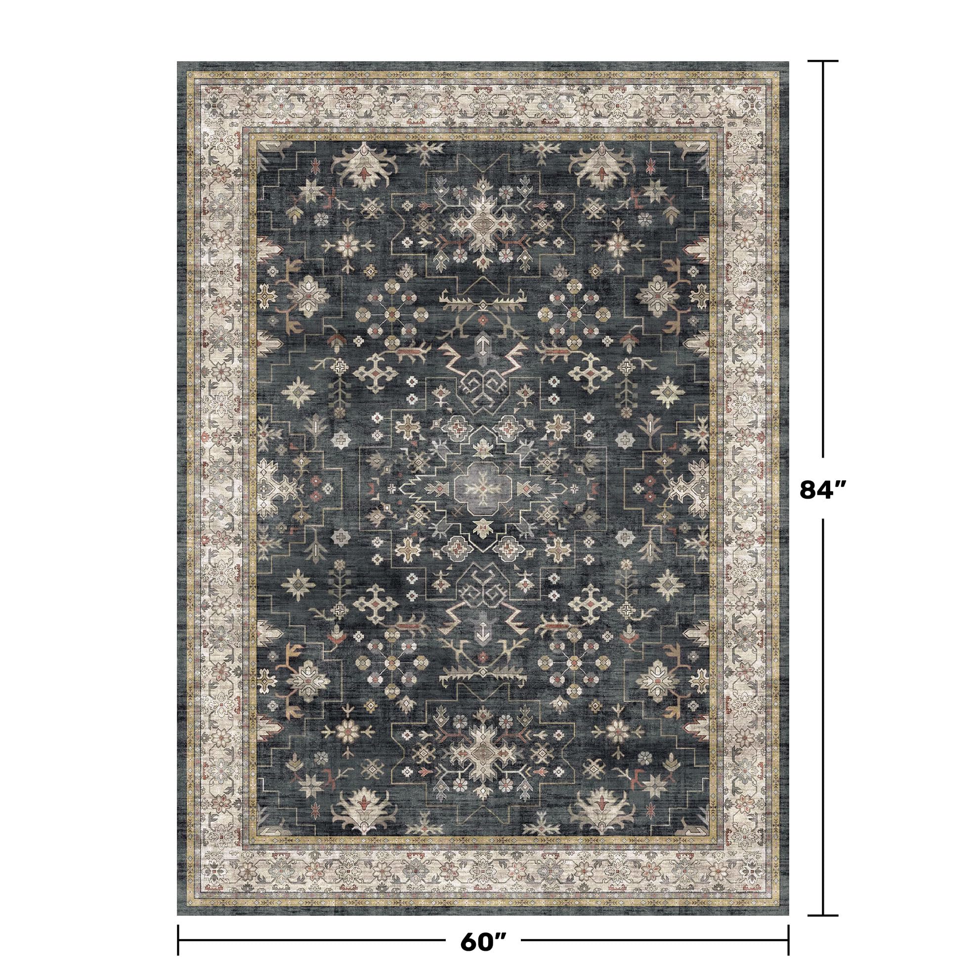 Hazo Haus washable boho dining rug 5x7 keeps dining areas tidy.