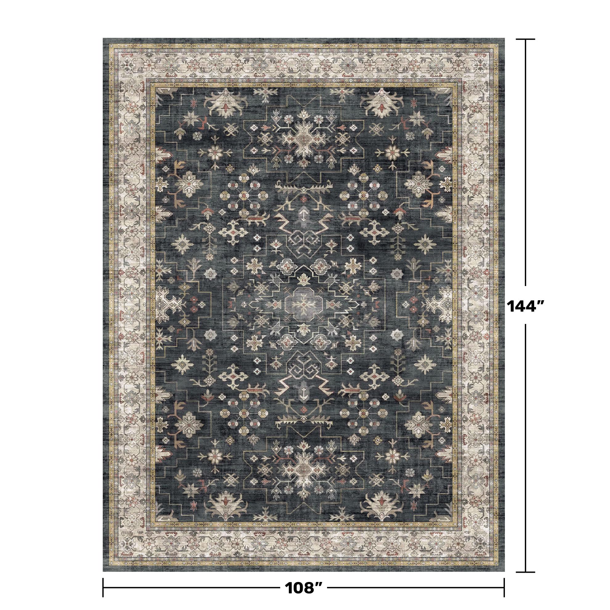 Hazo Haus washable boho rug for dining room keeps spills contained and space inviting.