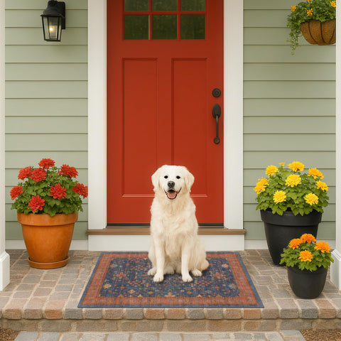Hazo Haus durable low-pile rug protects floors while remaining soft.