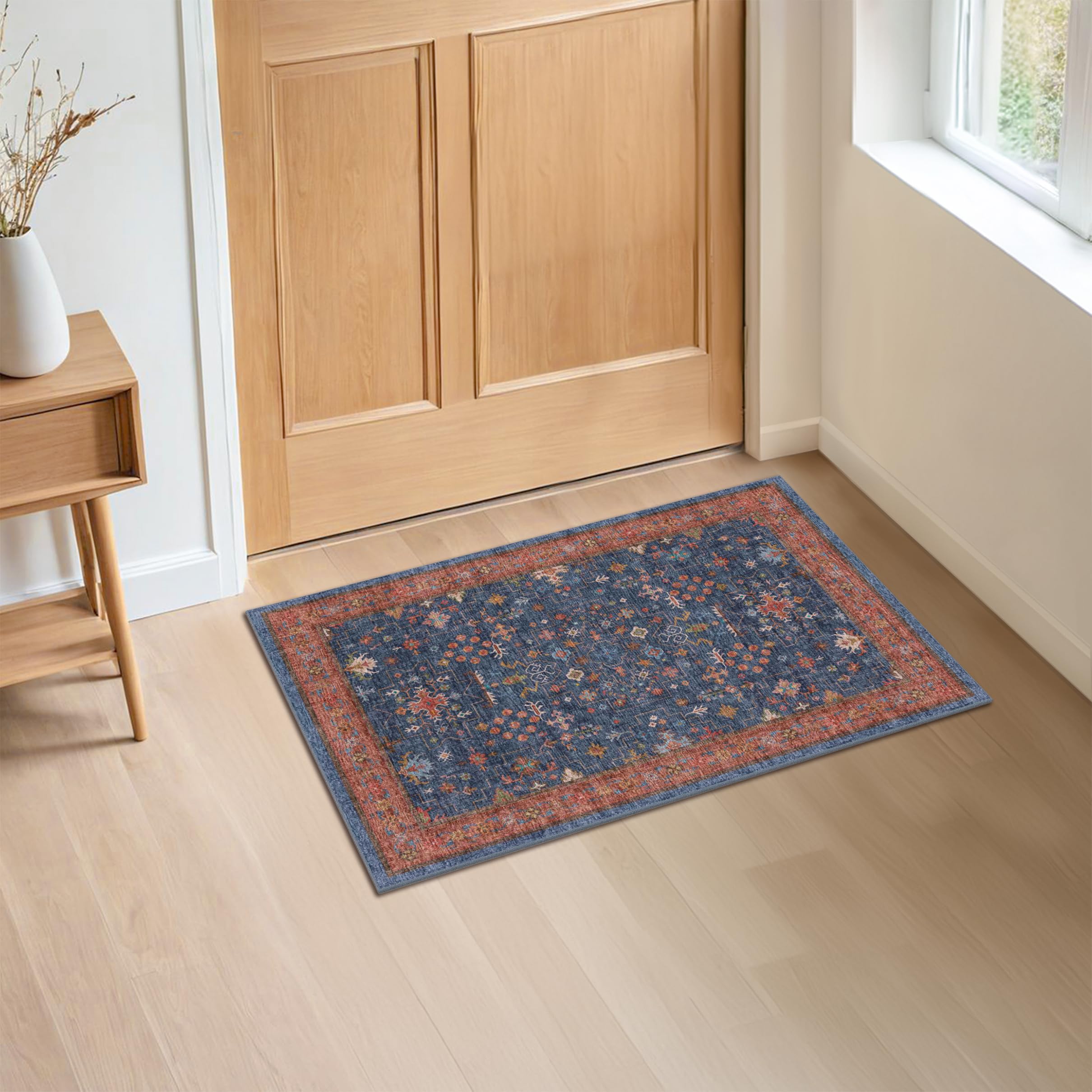Hazo Haus machine washable rug cleans easily between uses.