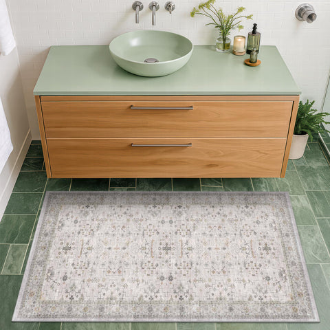 Hazo Haus 2x3 rug suited for kitchen or bathroom handling spills.