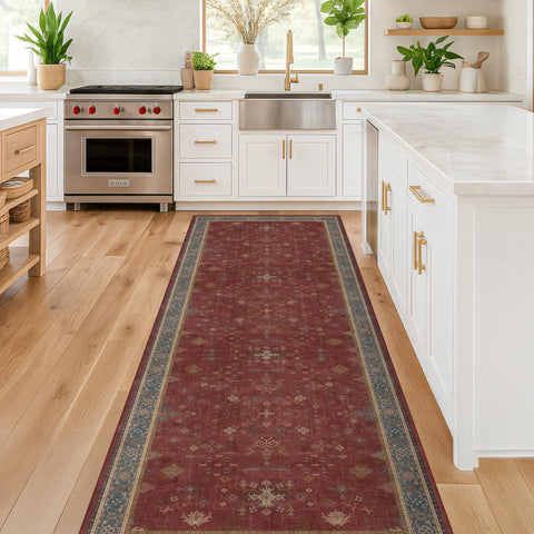 Hazo Haus vintage distressed rug complements living rooms and entryways