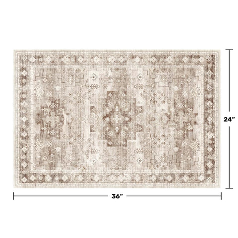 Hazo Haus beige latte boho rug brightens kitchens and baths
