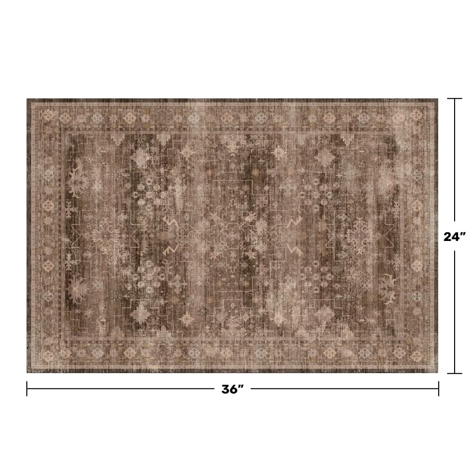 Hazo Haus boho taupe brown entry rug showcases vintage-inspired pattern in entryways