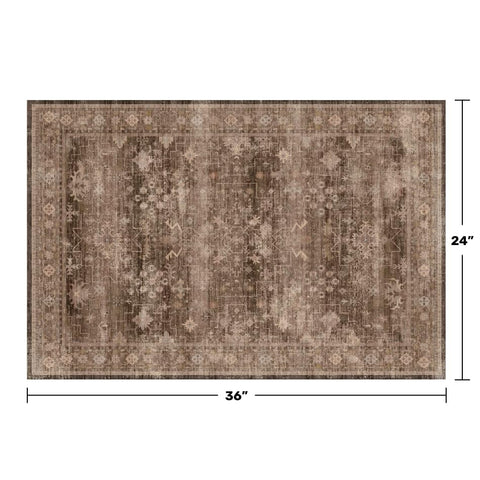 Hazo Haus boho taupe brown entry rug showcases vintage-inspired pattern in entryways