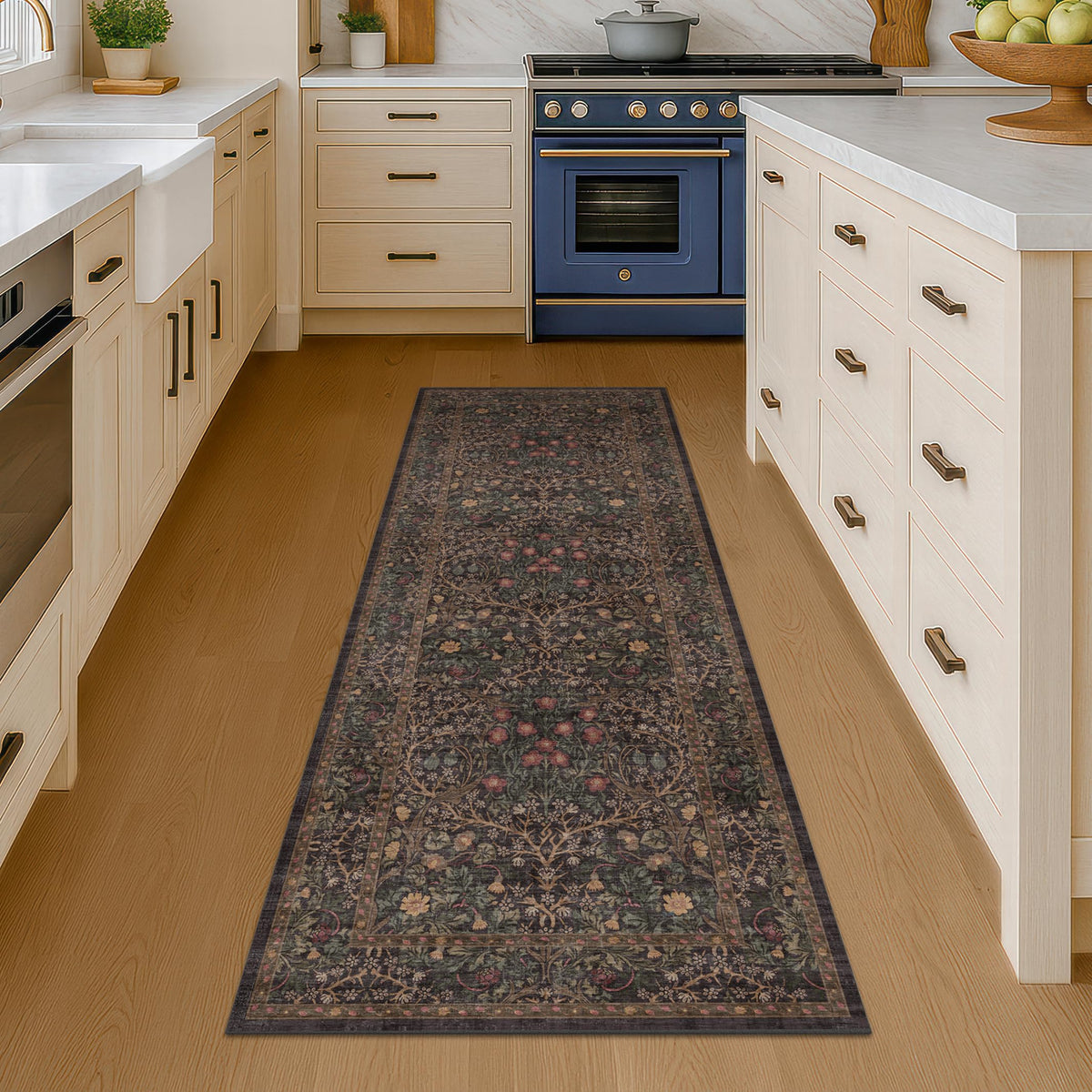 Hazo Haus dark brown washable runner for entryways with durable, easy-care design.