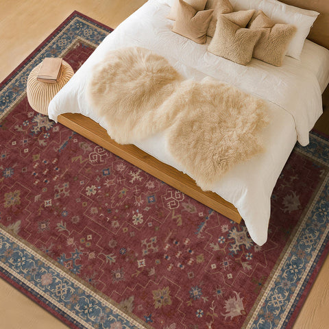 Hazo Haus Oriental 8x10 rug with non-slip backing improves safety on smooth floors