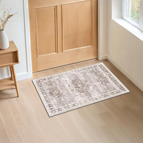 Hazo Haus floral geometric rug elevates living room decor