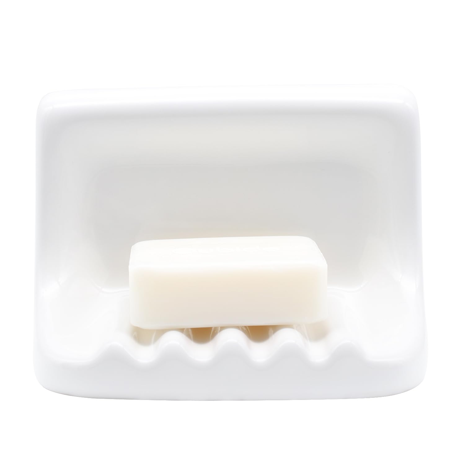 Hazzga soap dish on shower wall with vintage ceramic finish for easy soap access.