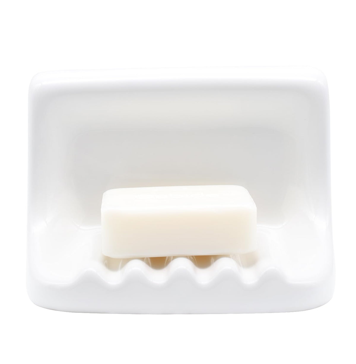Hazzga soap dish on shower wall with vintage ceramic finish for easy soap access.