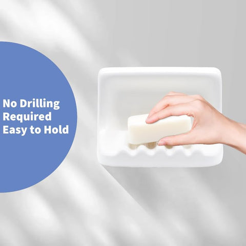 Tile-install compatible Hazzga soap dish ready for wall mounting, keeps soap dry.