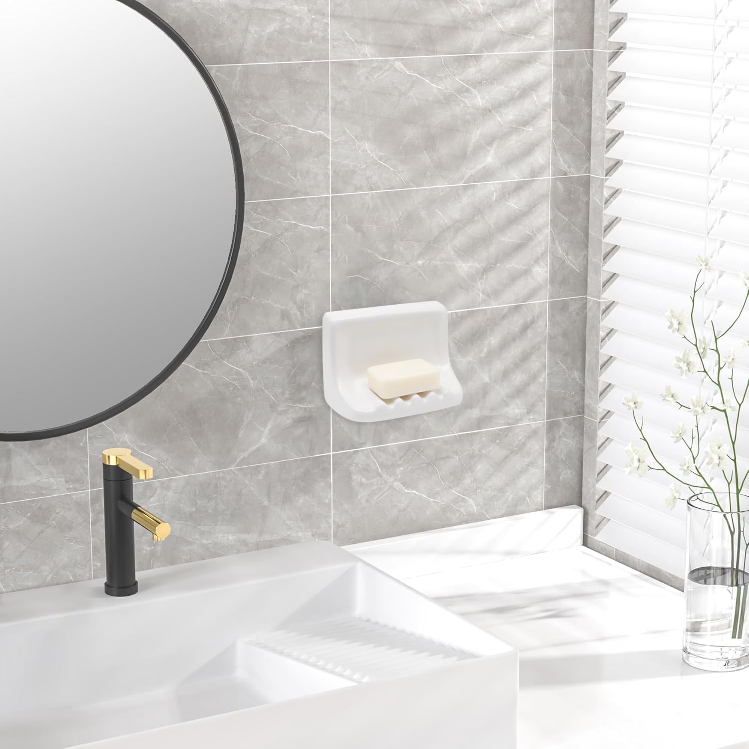 Wall-mounted retro design by Hazzga offering convenient shower organization.