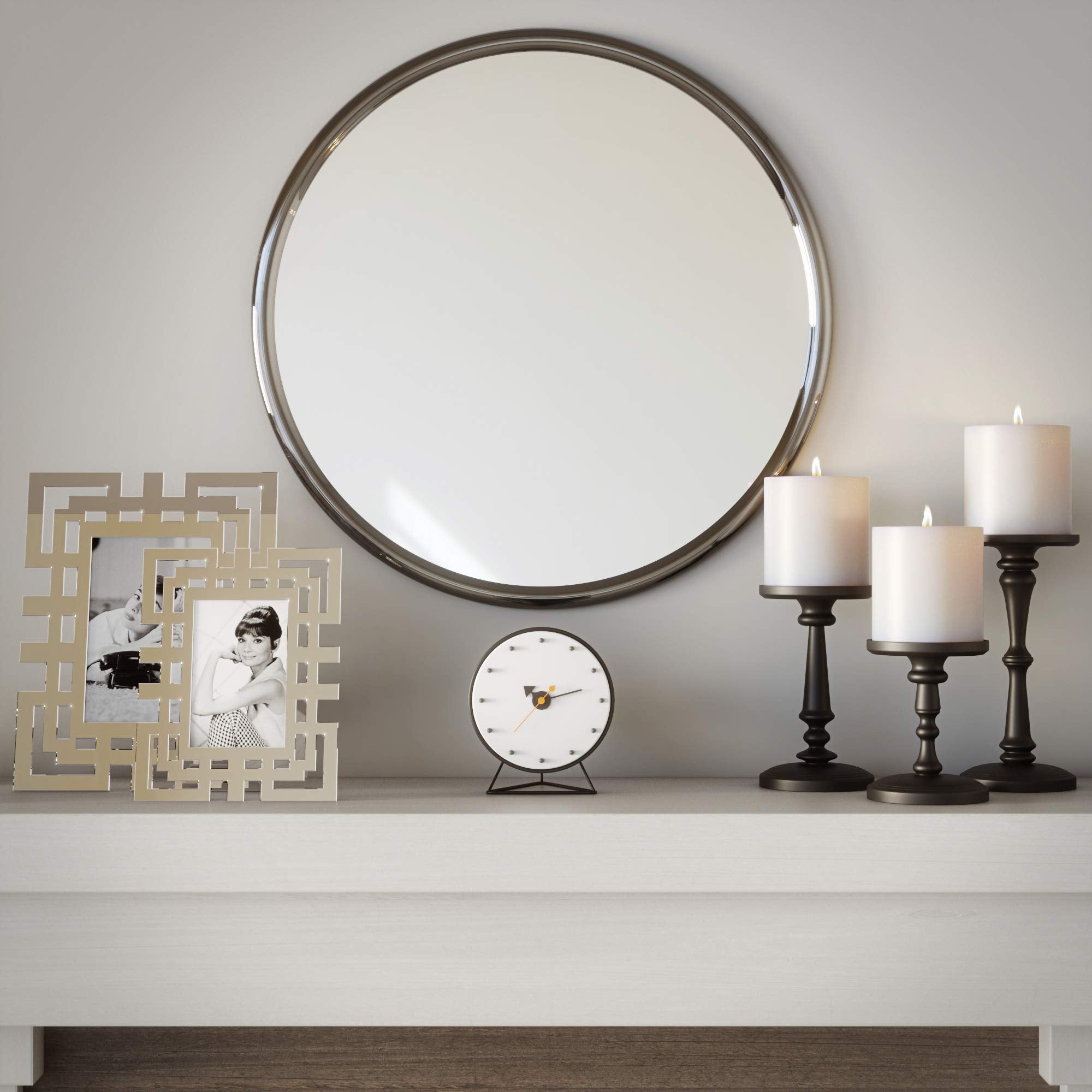 HB Design Co matte black 10-inch tall candle holder adds vertical interest.