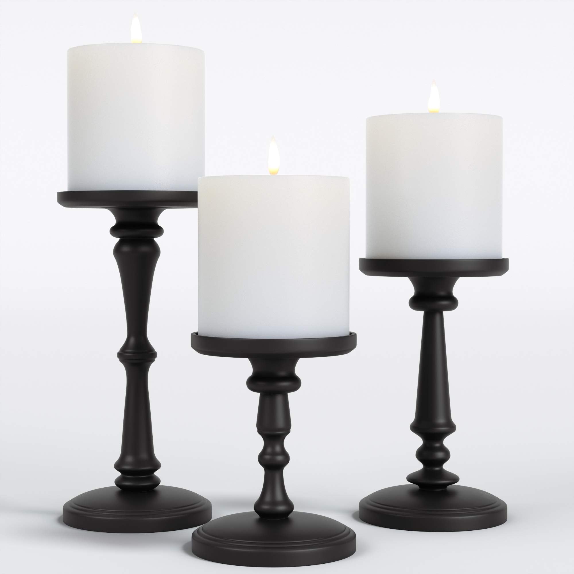 HB Design Co matte black 6-inch tall candle holder for a clean centerpiece.