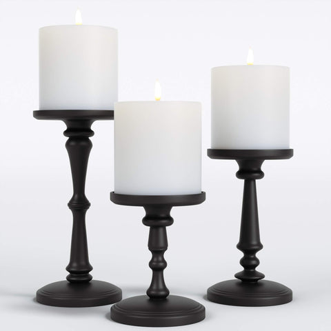 HB Design Co matte black 6-inch tall candle holder for a clean centerpiece.