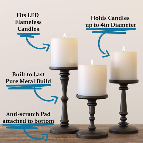 HB Design Co matte black 8-inch tall candle holder ideal on mantels.