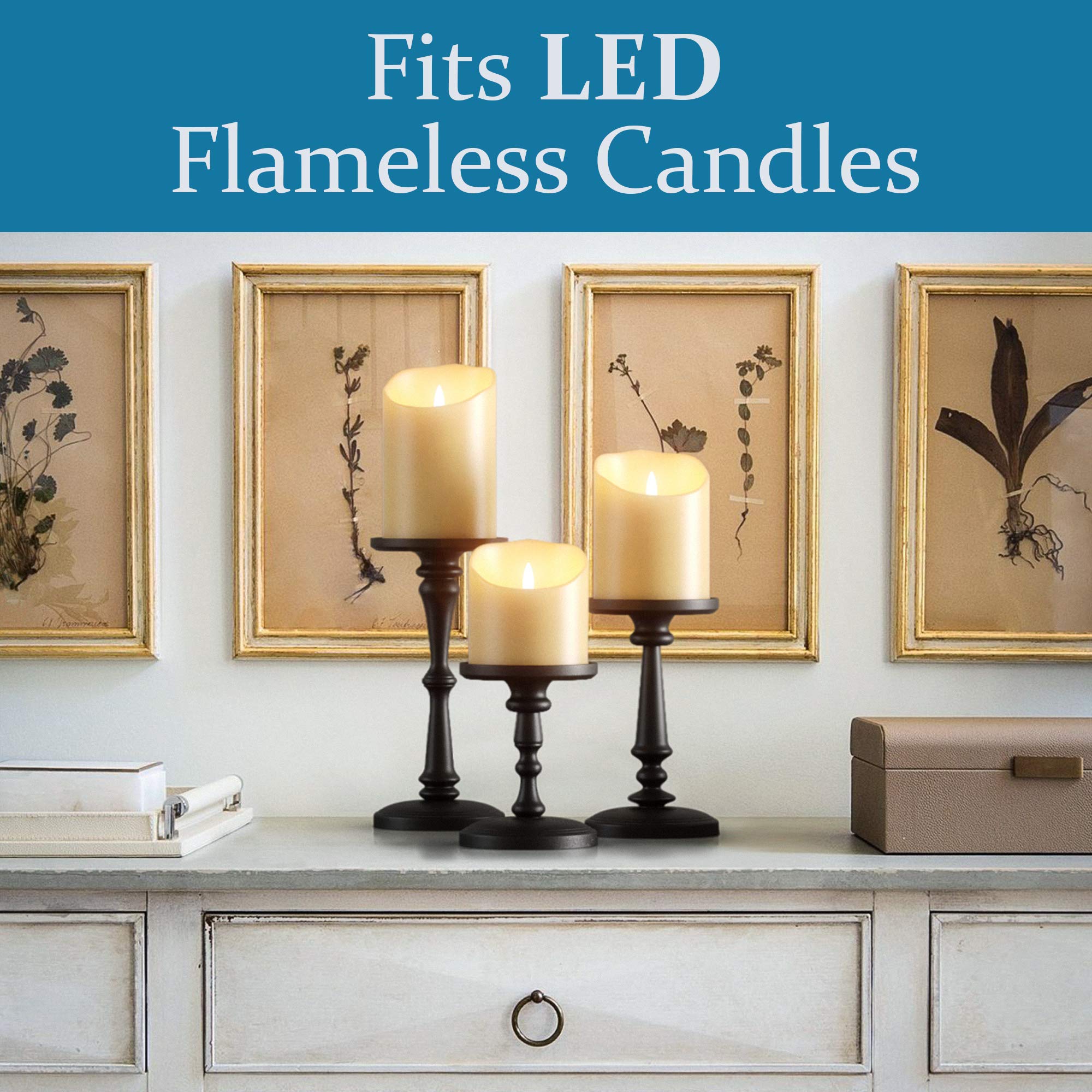 HB Design Co metal candle holder pairs with pillar candles for elegance.