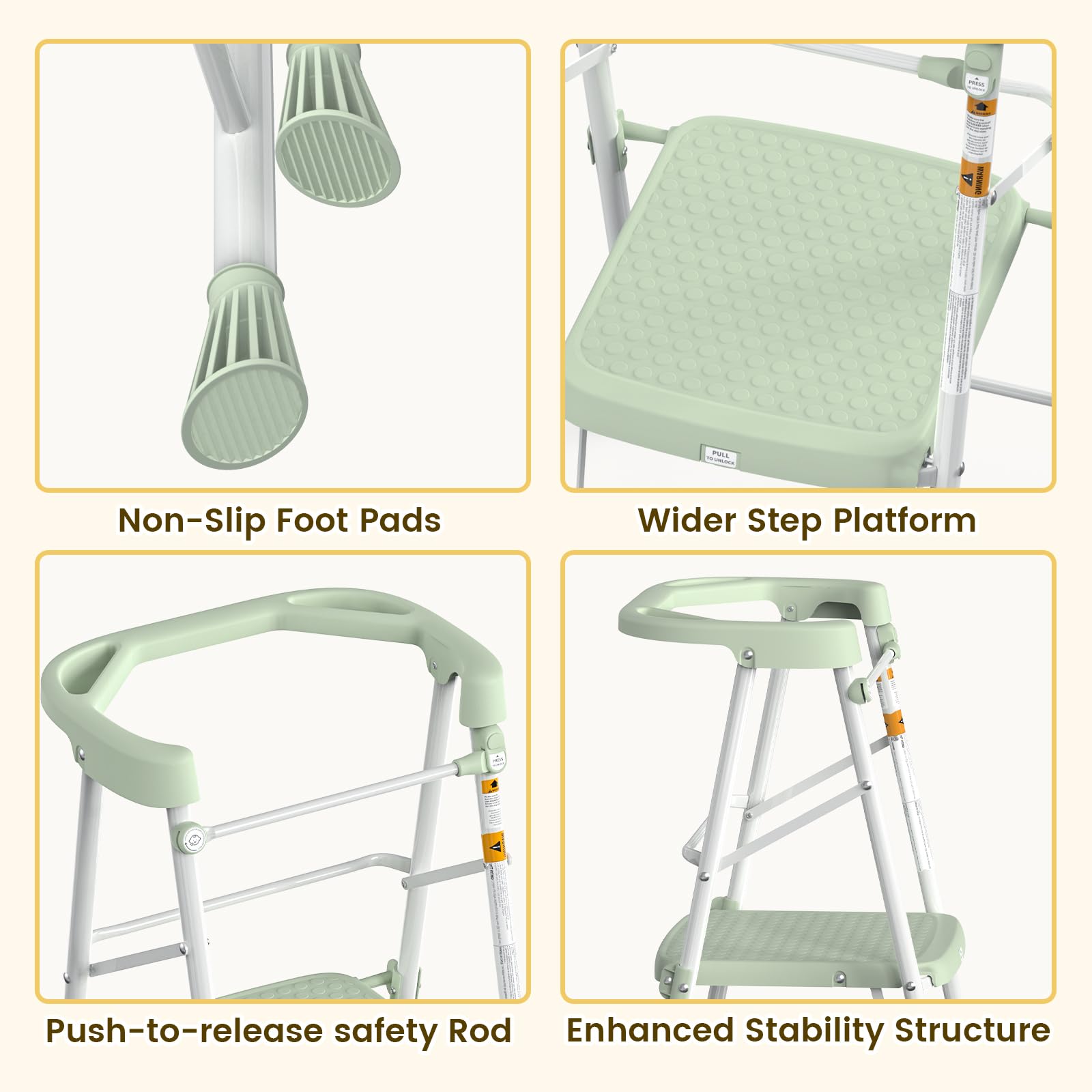 HBTower Foldable Step Stool open for quick setup in seconds.