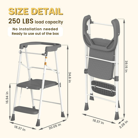 HBTower Kids 2 Steps Stool folded for compact storage and easy transport