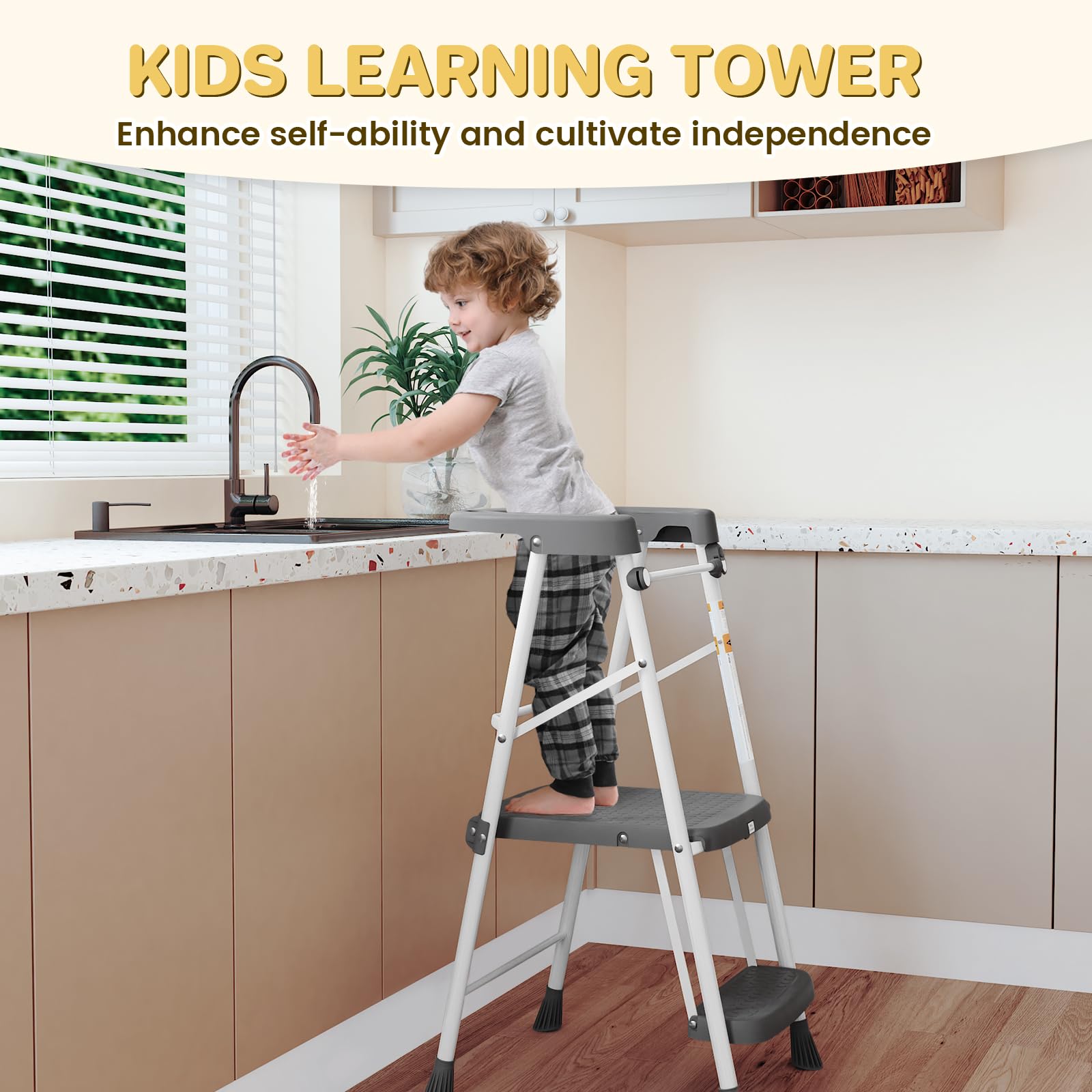 HBTower Kids 2 Steps Stool is lightweight and portable for room-to-room use