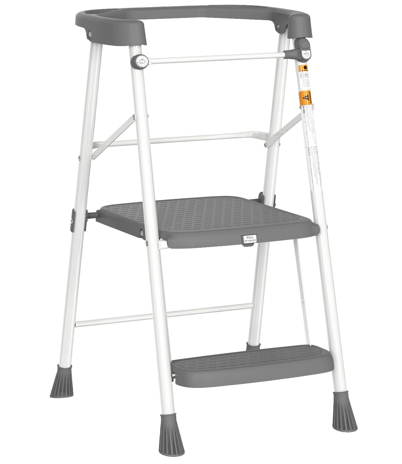 HBTower Kids 2 Steps Stool opened at counter showing sturdy aluminum build and safety features
