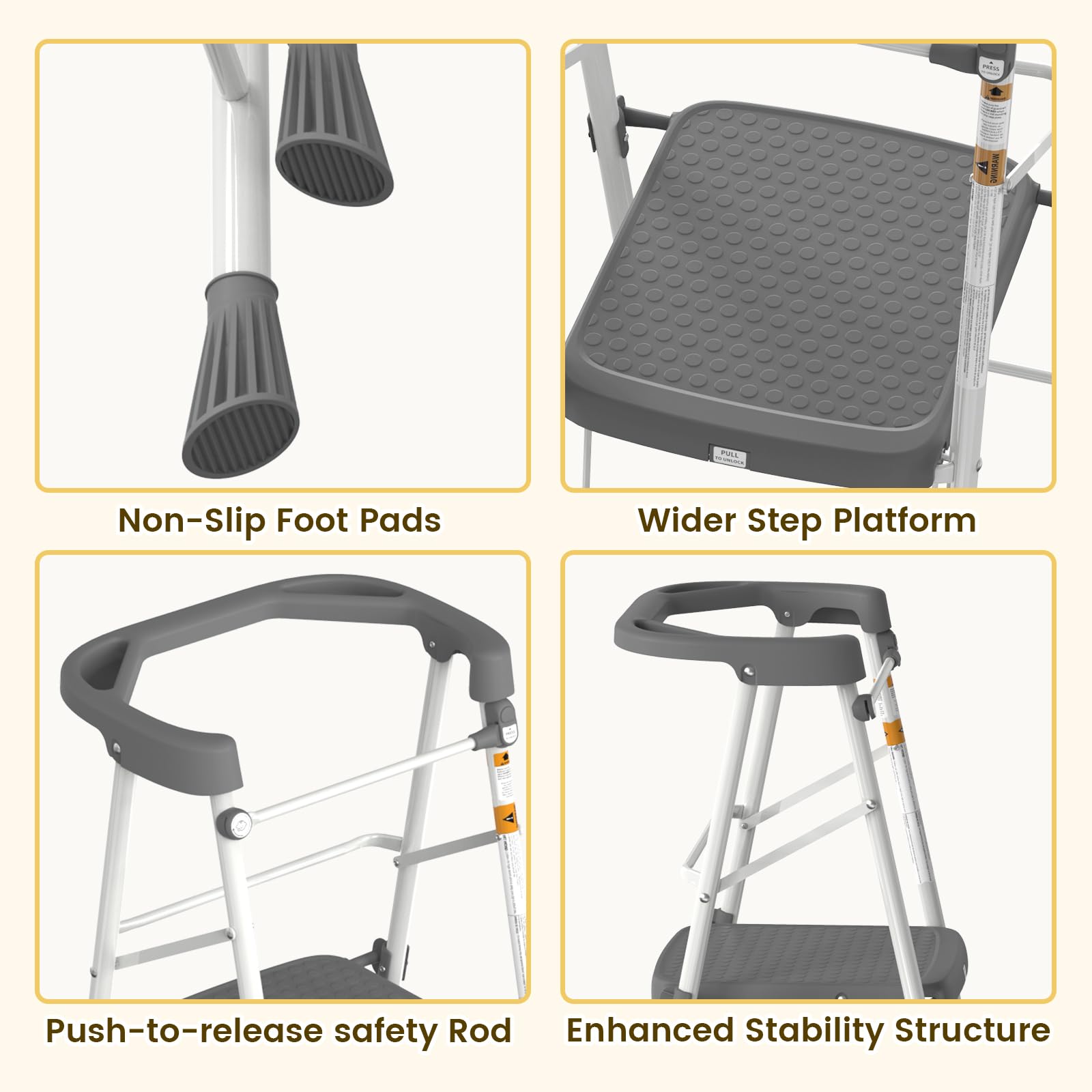 HBTower Kids 2 Steps Stool with four safety rails for added support