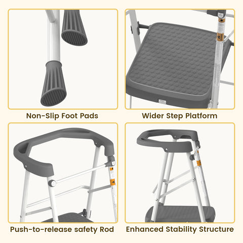 HBTower Kids 2 Steps Stool with four safety rails for added support