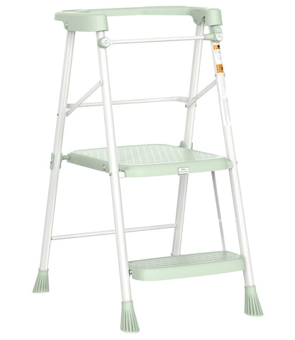 HBTower Kids Step Stool with two steps in green provides stable counter access.