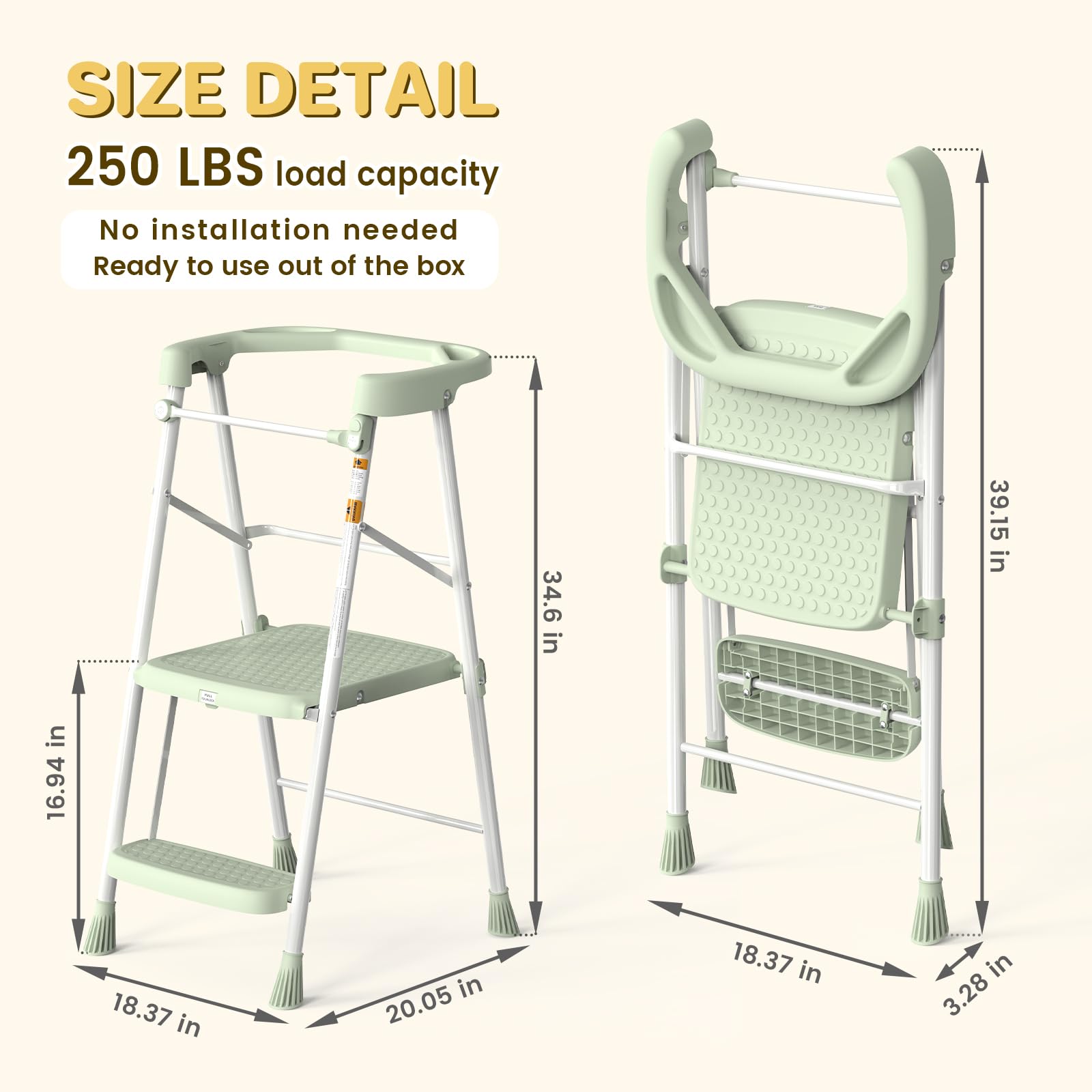 HBTower Toddler Kitchen Stool features anti-slip rails for safe climbing.